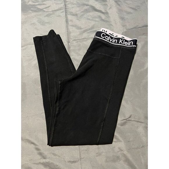 Calvin Klein Performance‎ Stretch Pants Womens Size Small Black White Logo - Picture 2 of 11